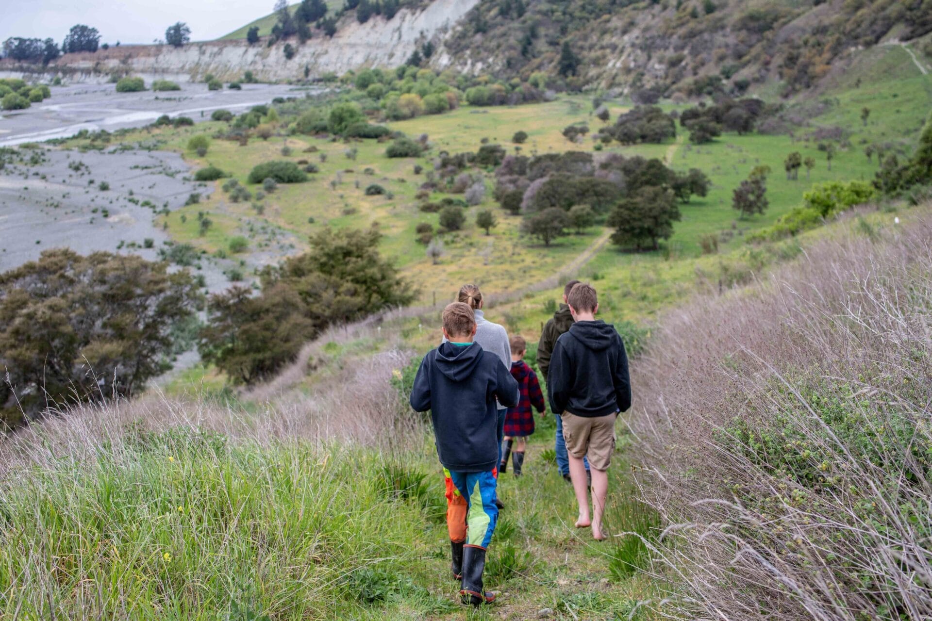 The whole family takes a walk down to the braided Ngaruroro river.