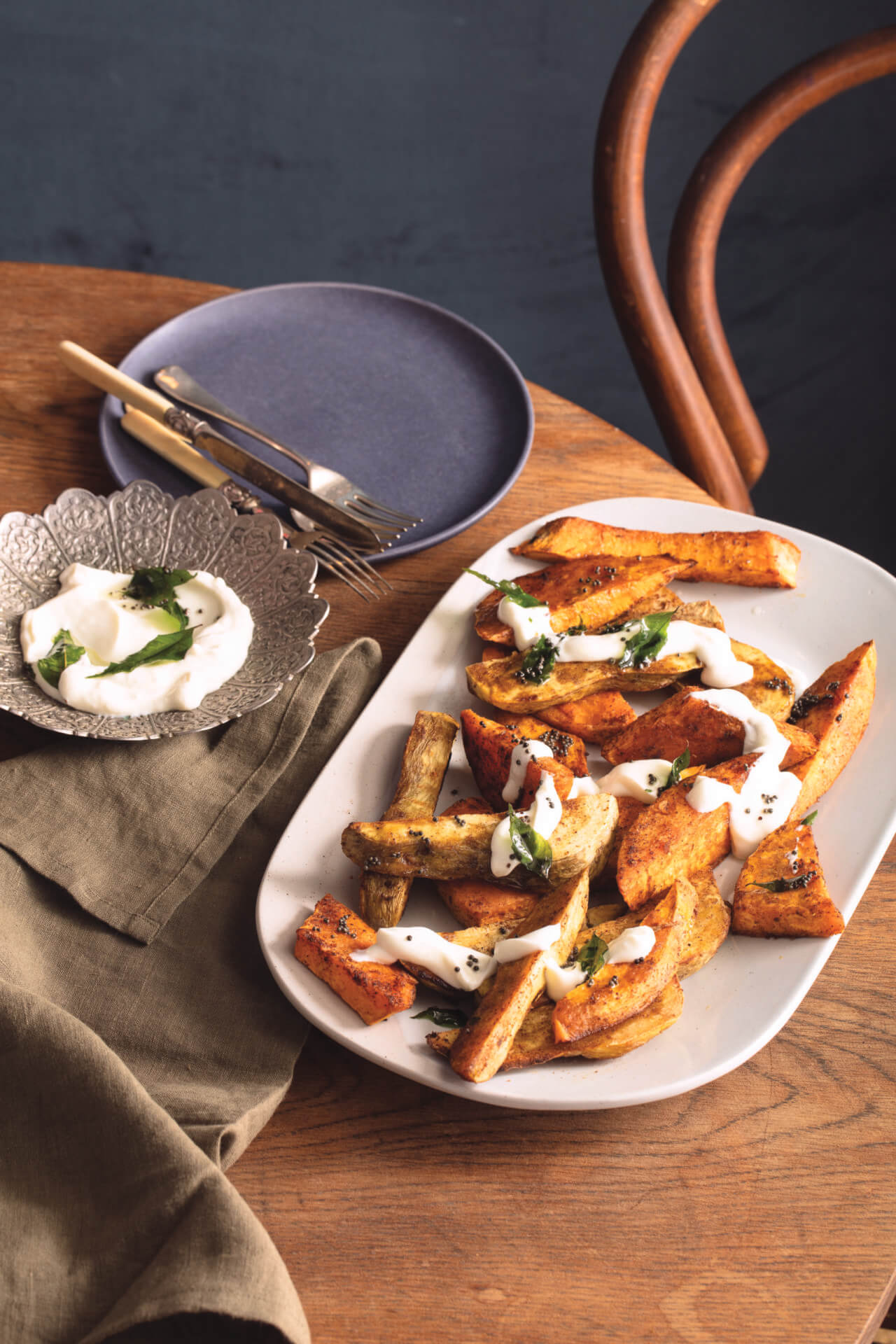 Roast kumara with curry leaf Roast kumara with curry leaf