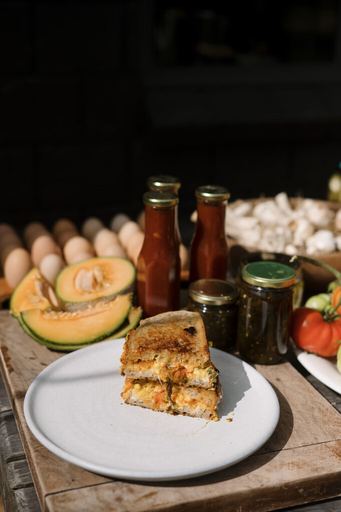 Miso creamed corn & kimchi toastie recipe by The Modern Mess