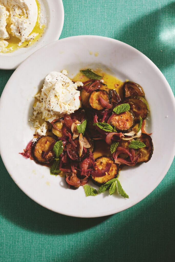 Courgettes Agrodolce with Sticky Onions by Anna Jones, Easy Wins