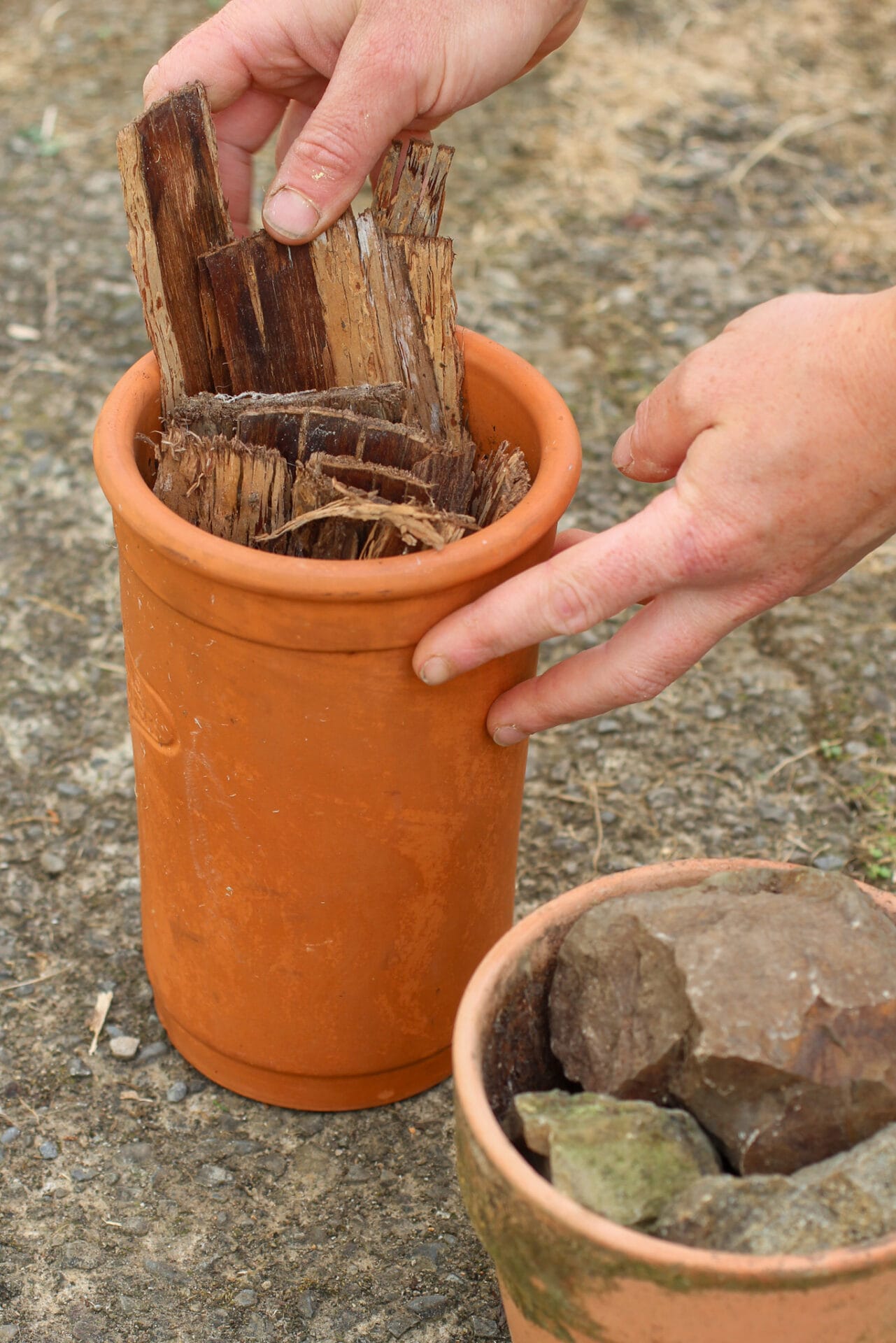 Bug Hotel - Bark in Pots How to make a bug hotel