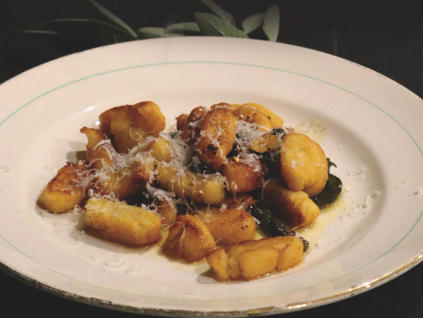 Brown butter sage sauce on brown gnocchi. Comfort Cooking by Wendy Morgan