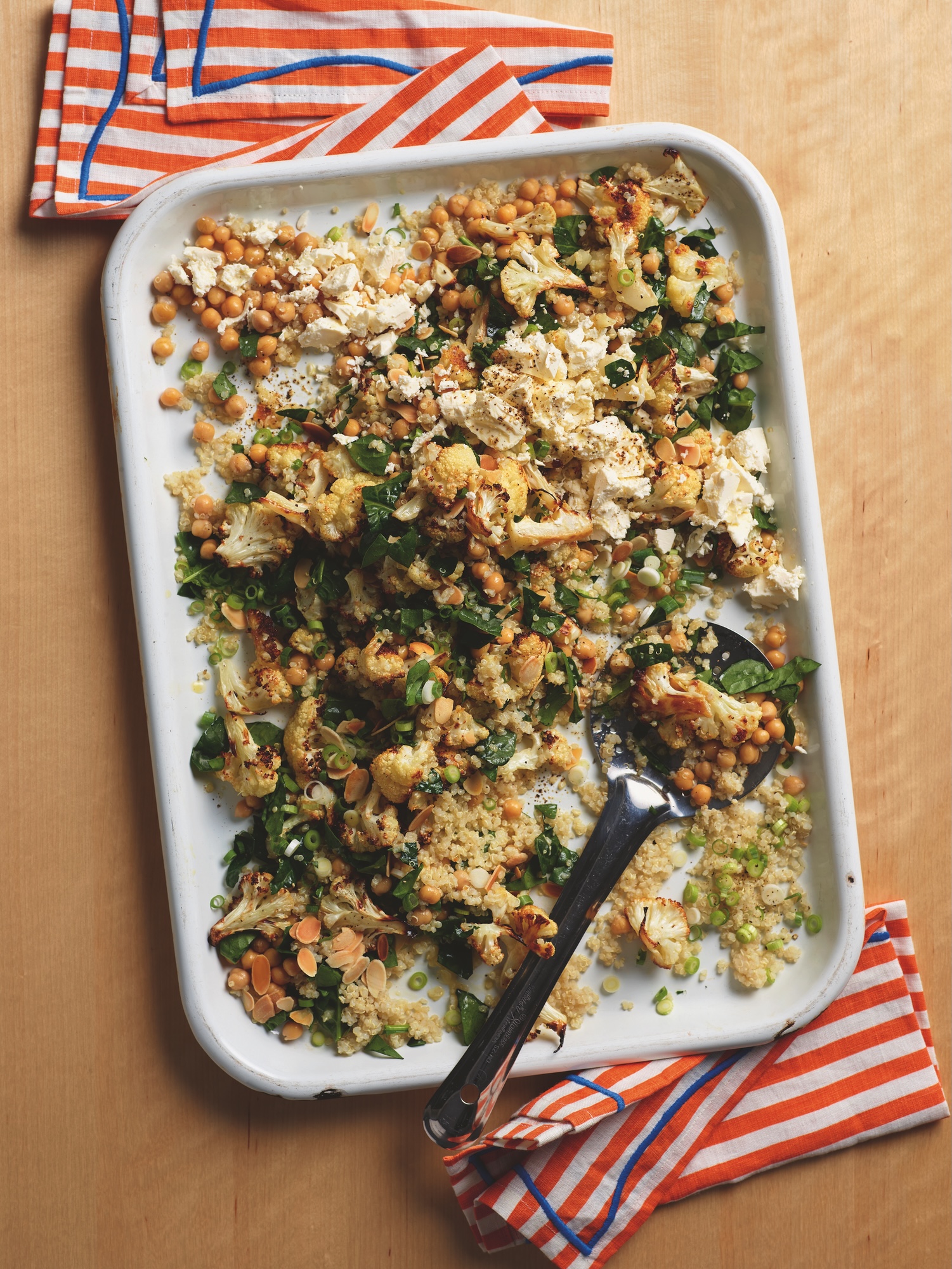 Warm cauliflower, quinoa & chickpea salad recipe