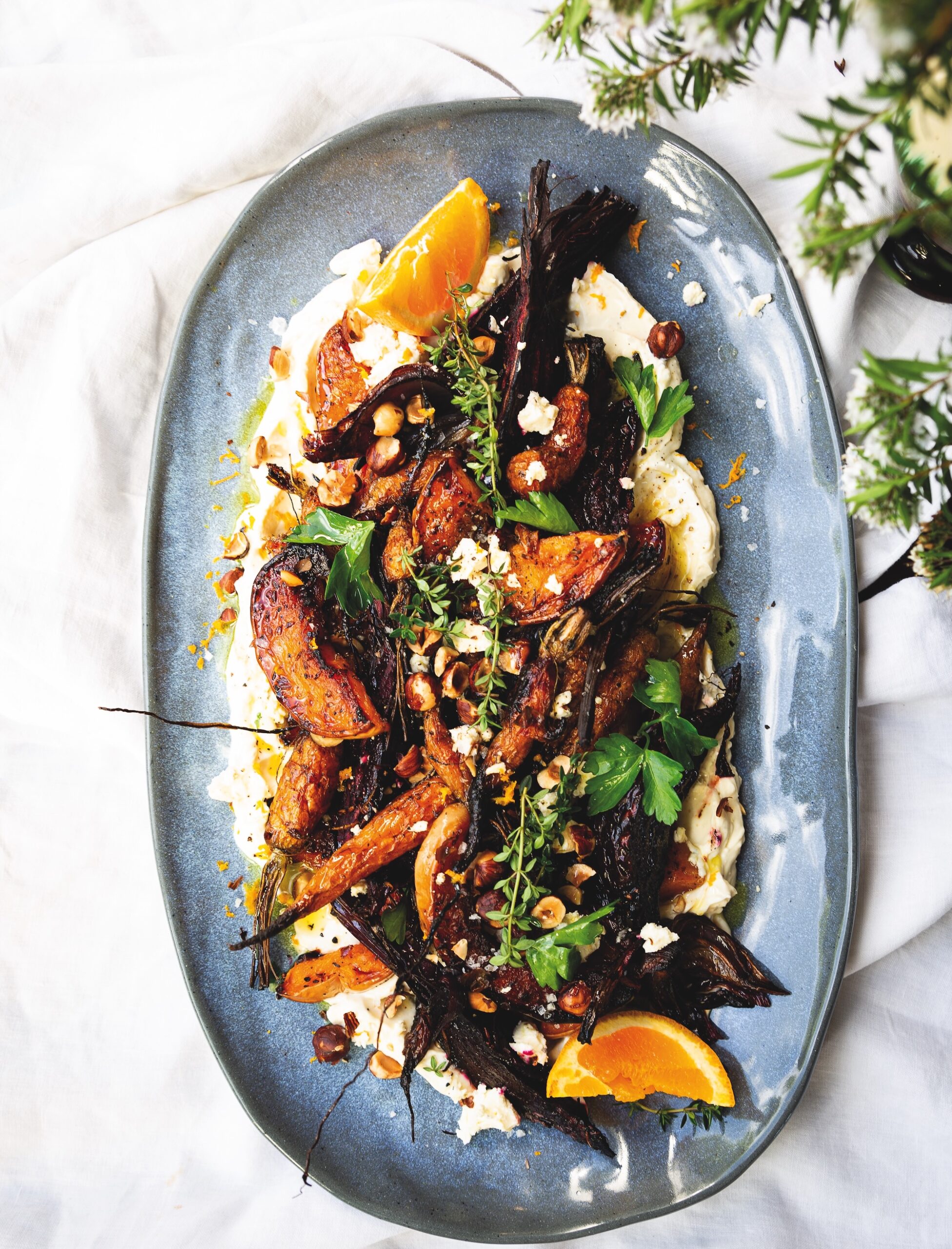 Roast butternut & beet salad with orange whipped feta & hazelnuts