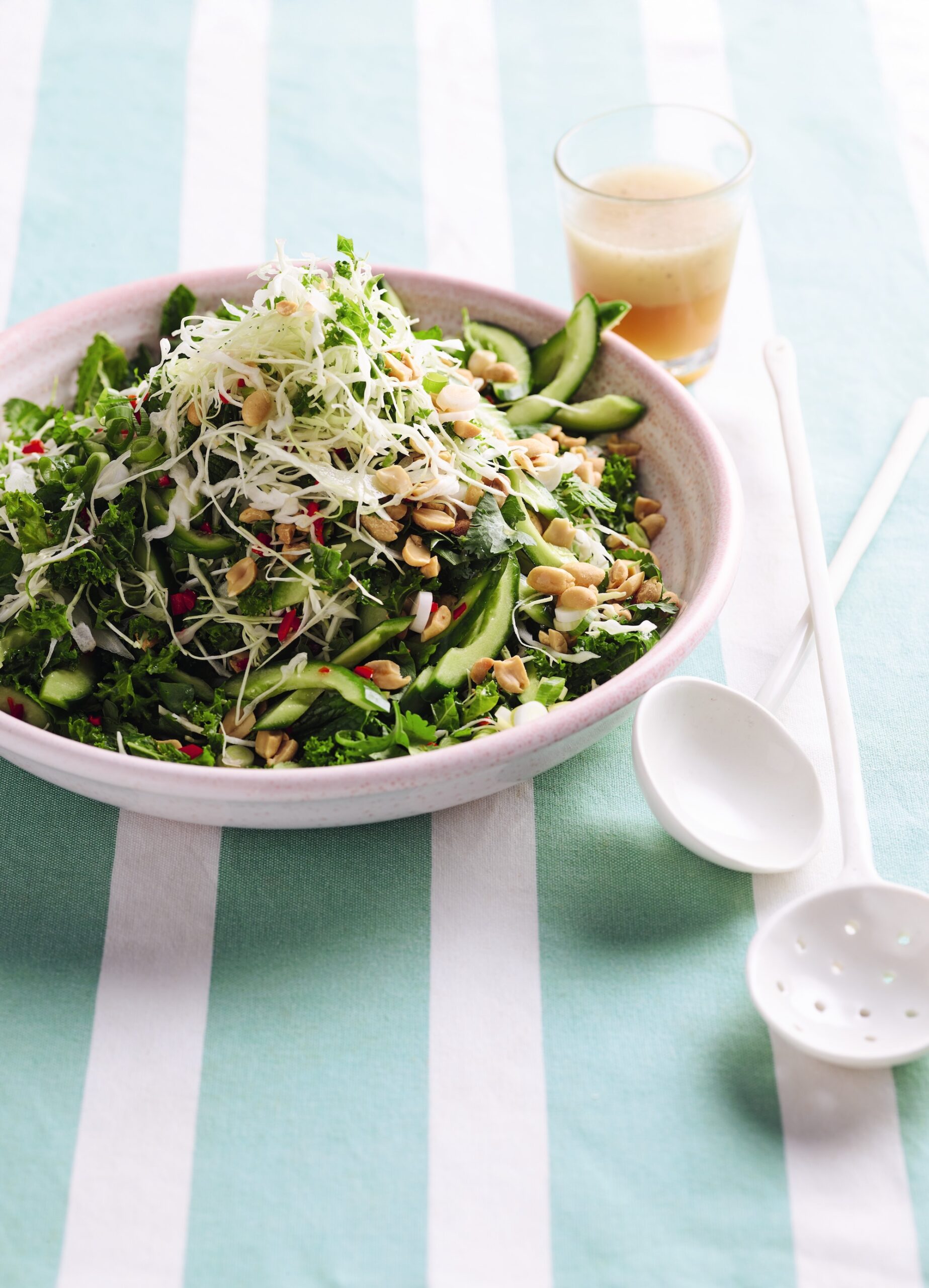 Asia kale with cabbage, peanuts and mint recipe
