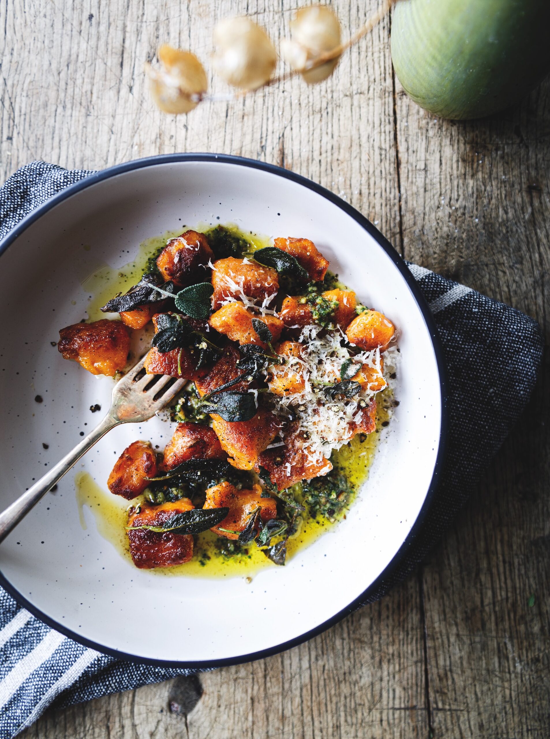Kūmara gnocchi with burnt sage butter & pecorino