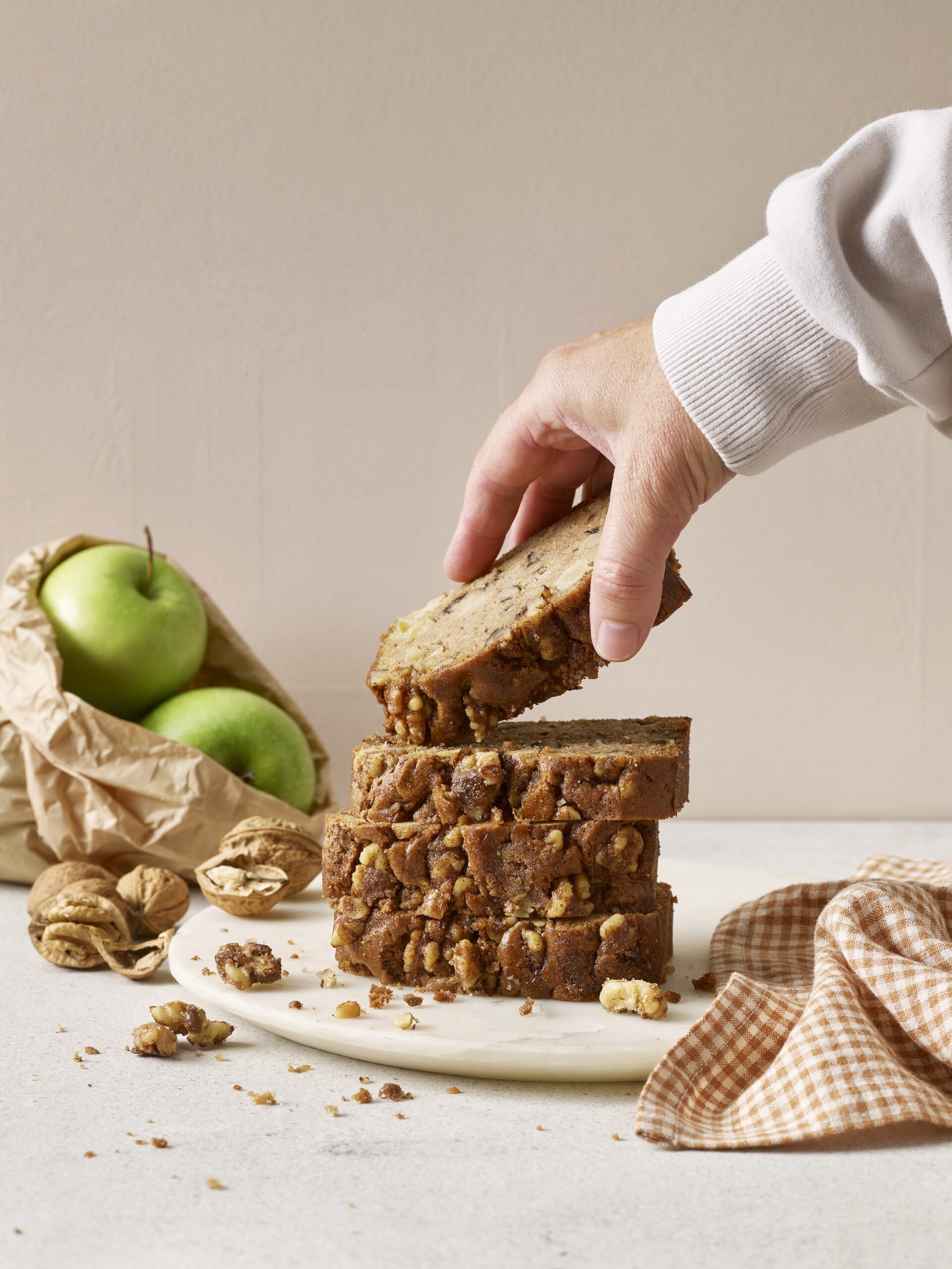 Homemade apple walnut loaf sliced – moist and wholesome fruit bread recipe