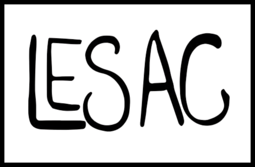 Close-up of bran logo LESAC in bold black letters on a white background
