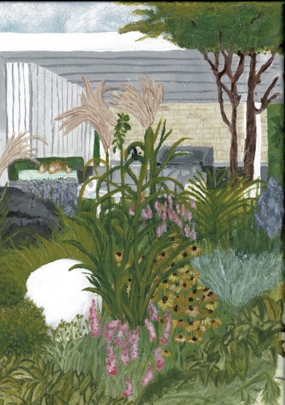 Joel Barnett's daughter Ava's painting of his 2023 MIFGS garden