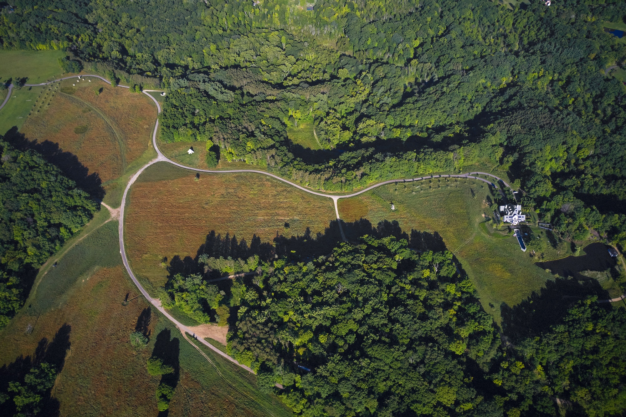 Aerial view of Rowdy Meadows landscape in Ohio by Reed Hilderbrand