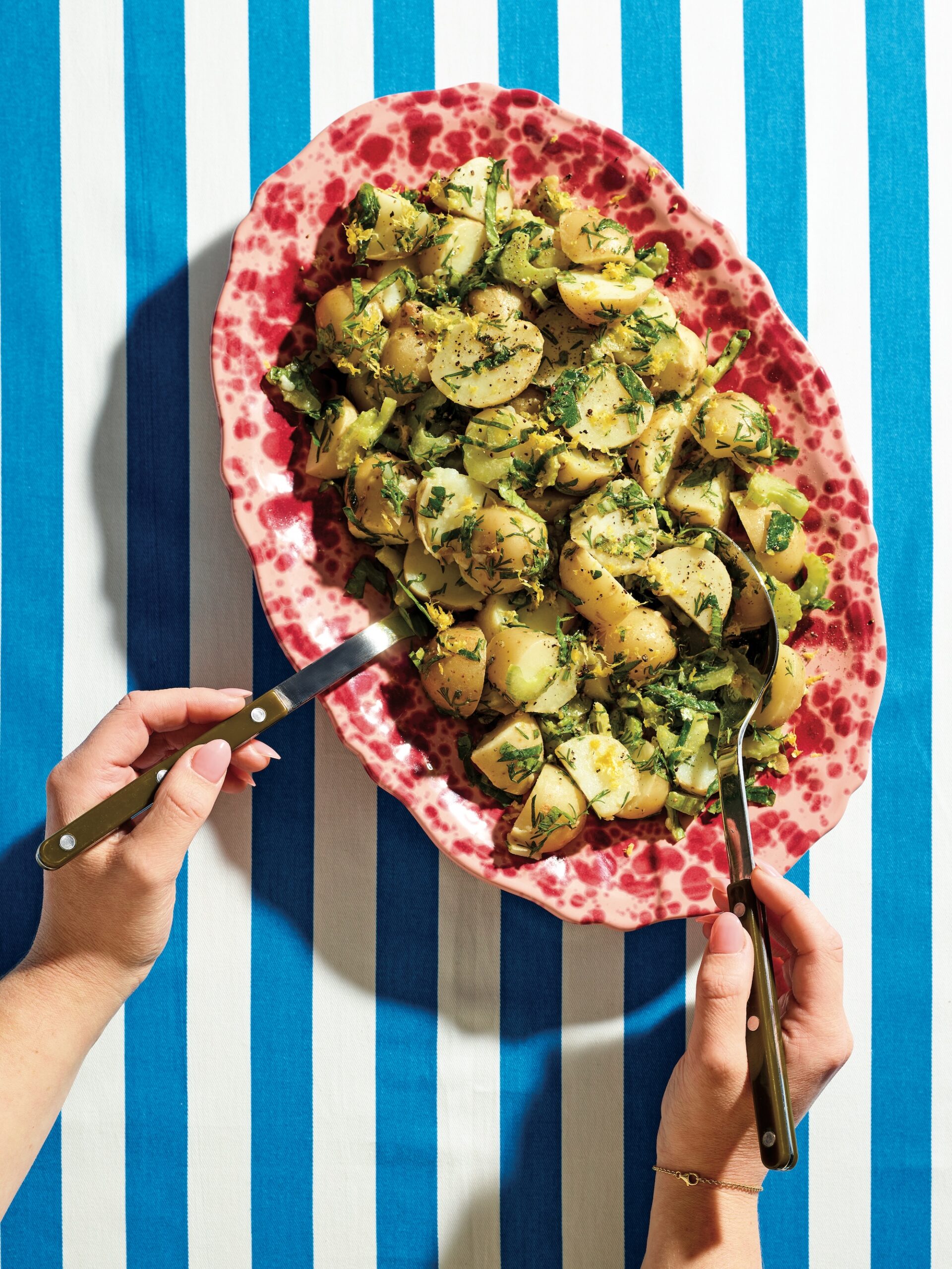 Warm potato salad with Celery Dill and Lemon