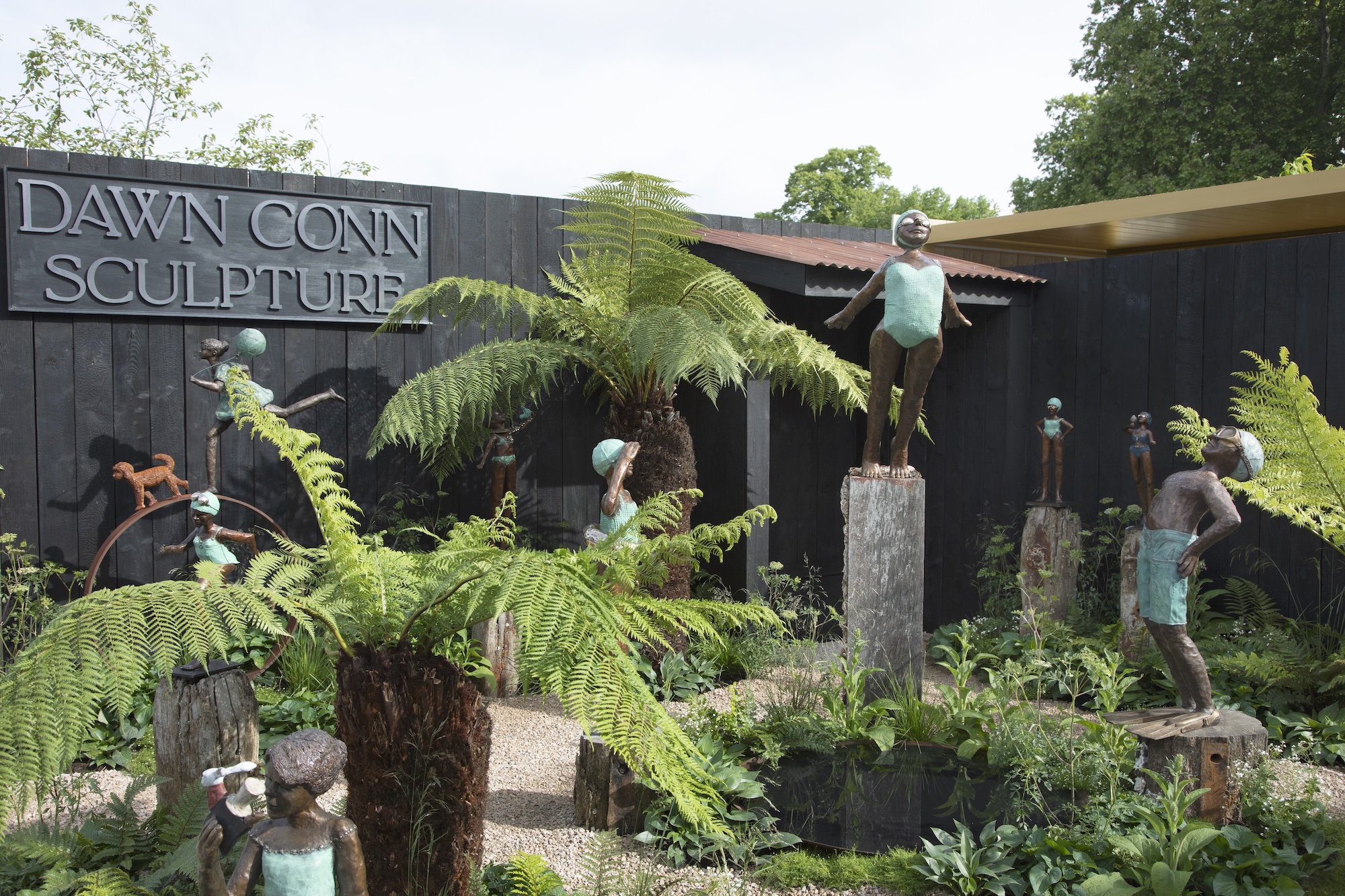 Under Southern Skies showcases New Zealand ferns, structural planting and Dawn Conn Sculpture's in UK garden designed by Siobhan Keating.