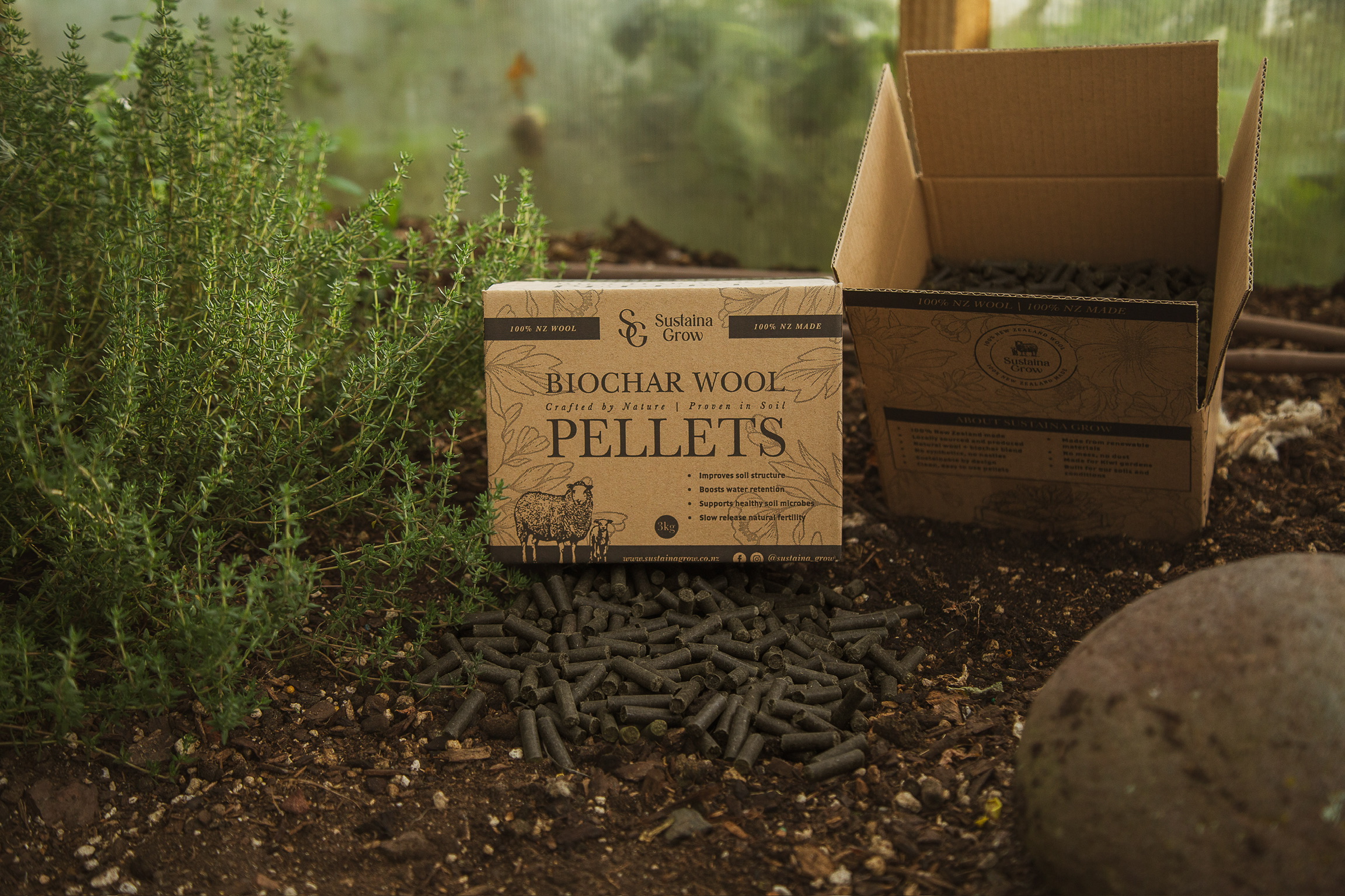 Sustaina Grow Biochar Wool Pellets