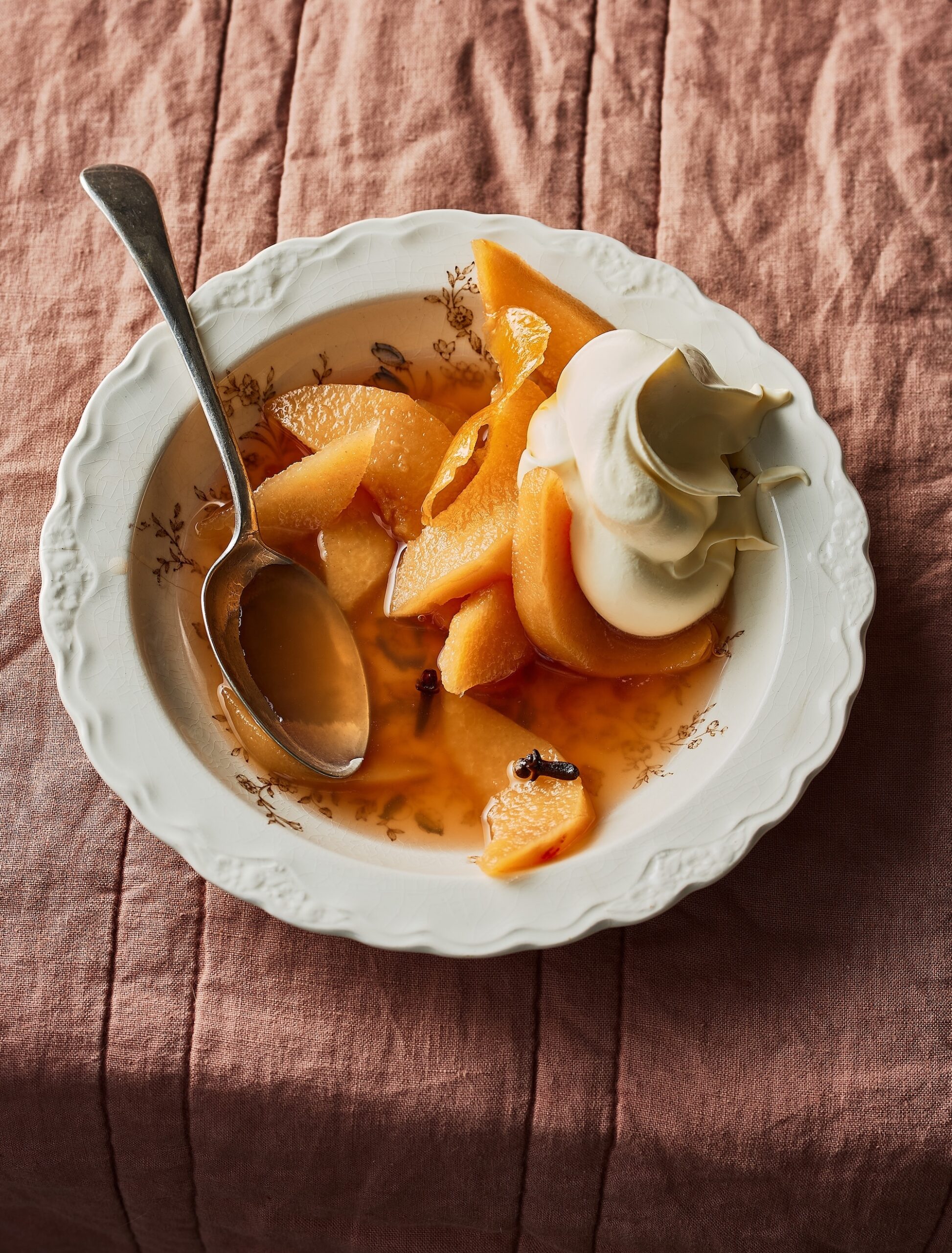 Honey-poached quince