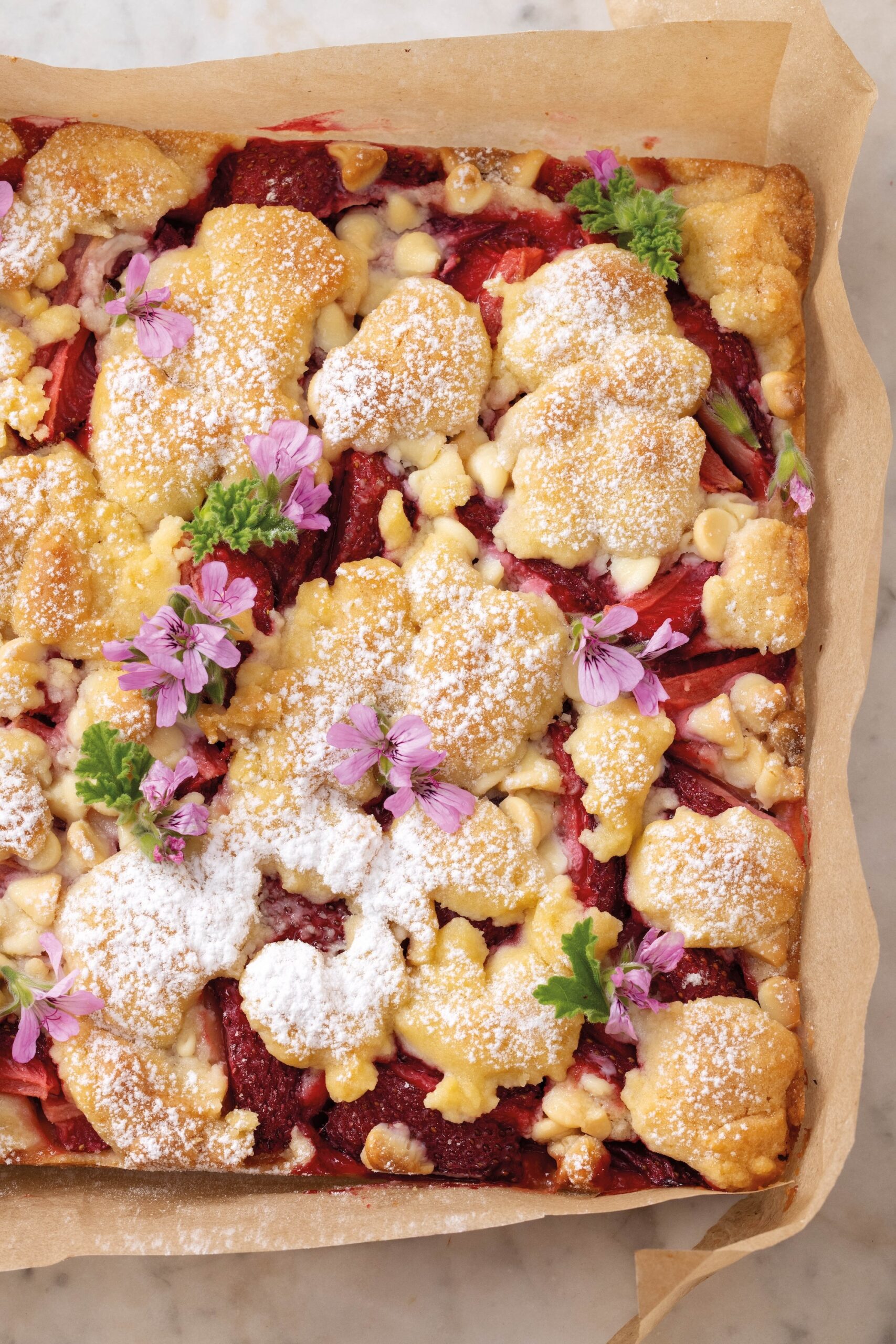 Strawberry and White Chocolate Shortcake recipe by Allyson Gofton